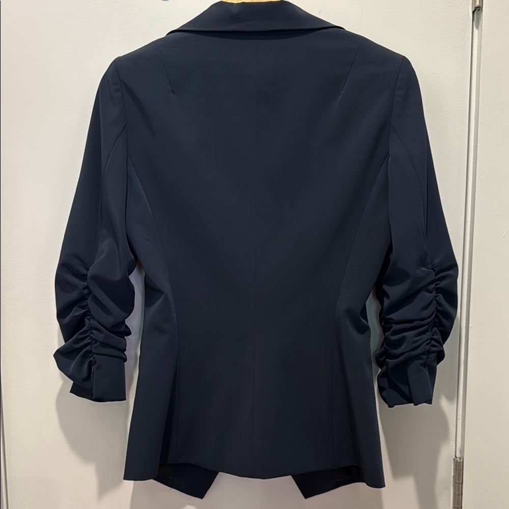 Elizabeth & James Navy Blazer with Ruched Sleeves - Picture 3 of 5